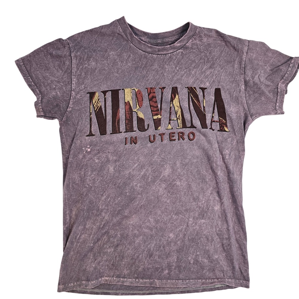 Nirvana In Utero Graphic T Shirt Purple MineralWash EmbroideredSmall Mens Womens